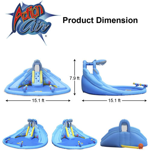 Action Air 15' x 15' Inflatable Water Slide with Air Blower Wayfair